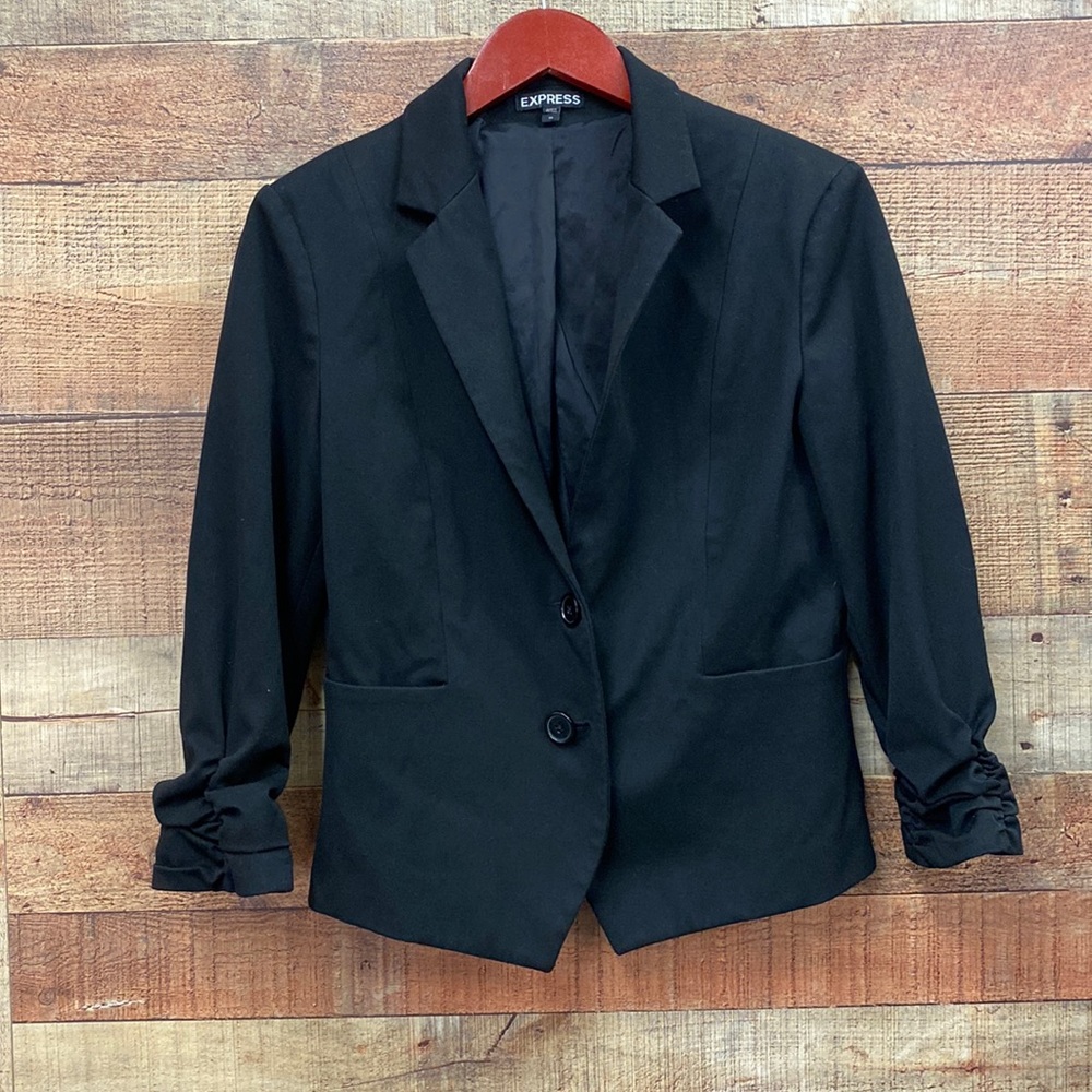 Express Blazer Jet Black with Rouched Details